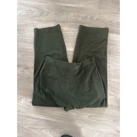 NWT Vintage Mango size 6 green faux suede pleated front pants - Picture 2 of 4